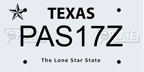 PAS17Z Texas License Plate