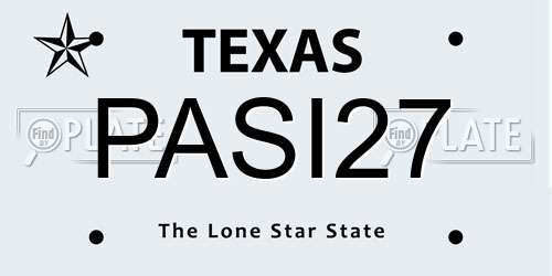 PASI27 Texas License Plate
