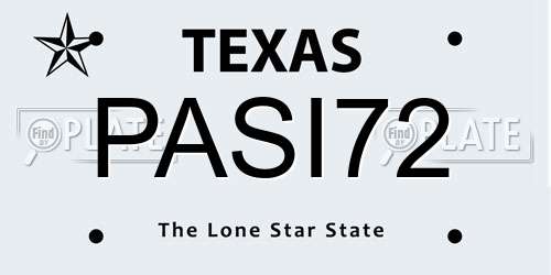 PASI72 Texas License Plate