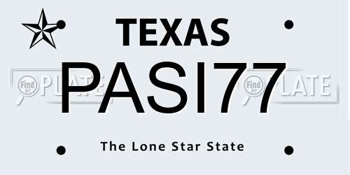 PASI77 Texas License Plate