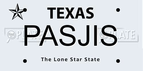PASJIS Texas License Plate