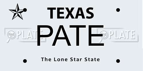 PATE Texas License Plate
