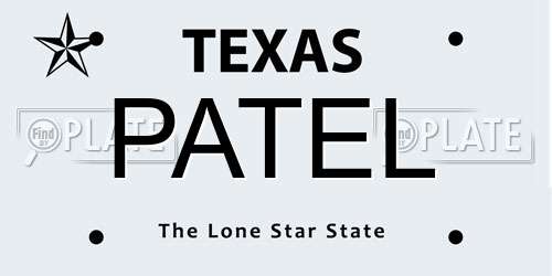 PATEL Texas License Plate