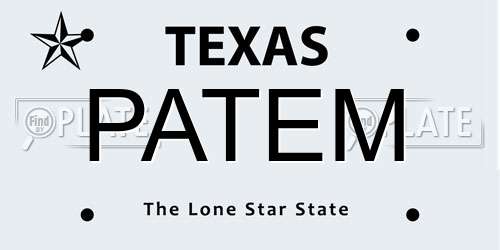 PATEM Texas License Plate