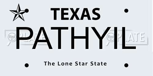 PATHYIL Texas License Plate