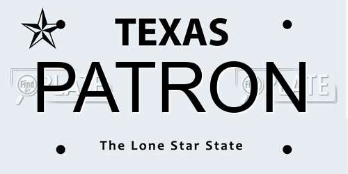 PATRON Texas License Plate