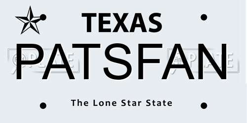 PATSFAN Texas License Plate
