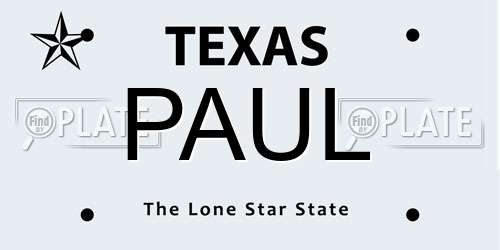 PAUL Texas License Plate
