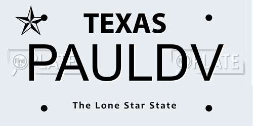 PAULDV Texas License Plate