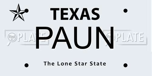 PAUN Texas License Plate