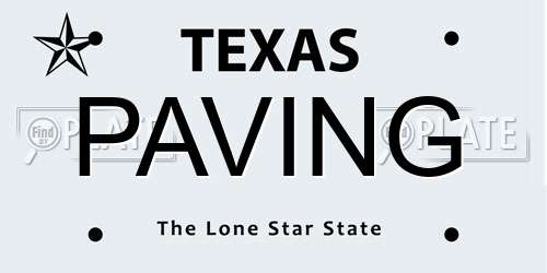 PAVING Texas License Plate