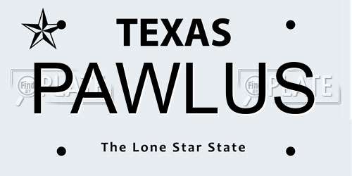 PAWLUS Texas License Plate