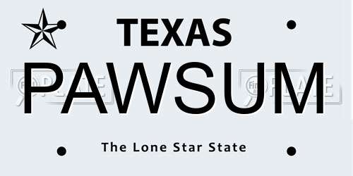 PAWSUM Texas License Plate
