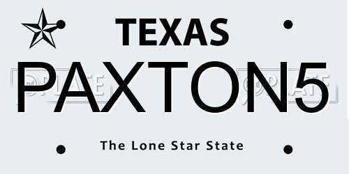 PAXTON5 Texas License Plate