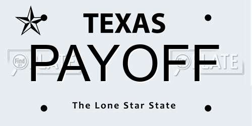 PAYOFF Texas License Plate