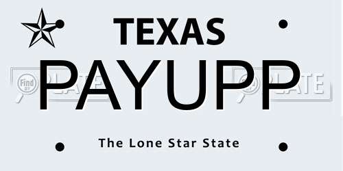 PAYUPP Texas License Plate