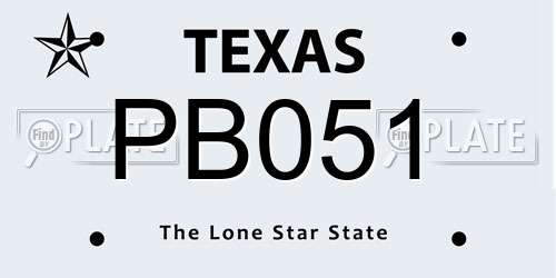 PB051 Texas License Plate