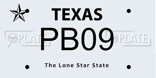 PB09 Texas License Plate