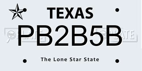 PB2B5B Texas License Plate