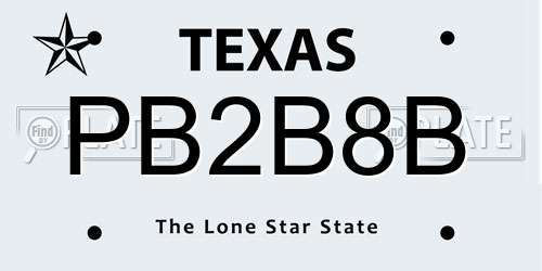 PB2B8B Texas License Plate