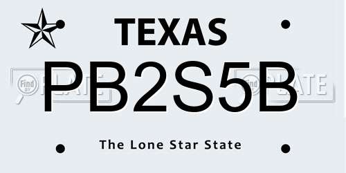 PB2S5B Texas License Plate
