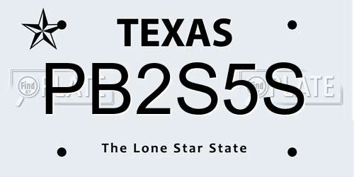 PB2S5S Texas License Plate