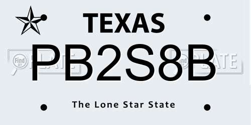 PB2S8B Texas License Plate