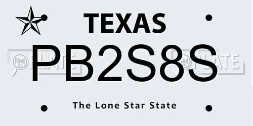 PB2S8S Texas License Plate