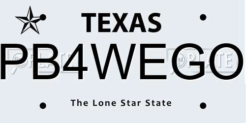 PB4WEGO Texas License Plate