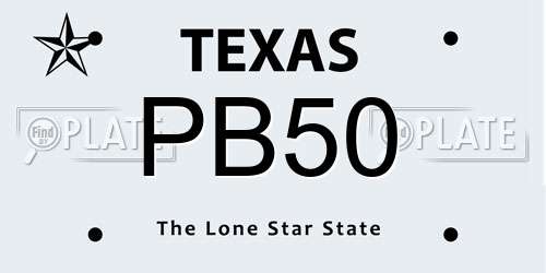 PB50 Texas License Plate