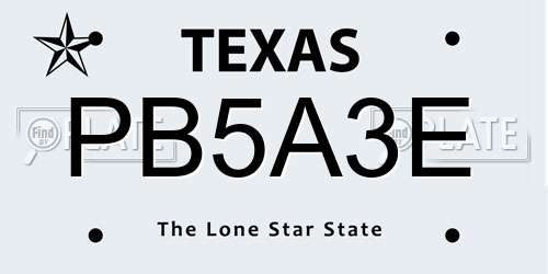 PB5A3E Texas License Plate