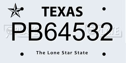 PB64532 Texas License Plate