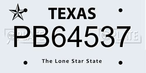 PB64537 Texas License Plate