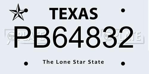 PB64832 Texas License Plate