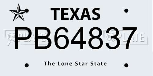 PB64837 Texas License Plate