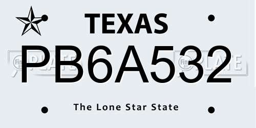 PB6A532 Texas License Plate