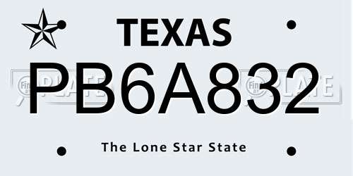 PB6A832 Texas License Plate