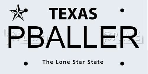 PBALLER Texas License Plate