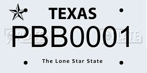 PBB0001 Texas License Plate