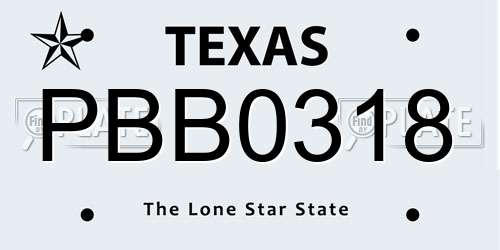 PBB0318 Texas License Plate