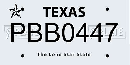 PBB0447 Texas License Plate