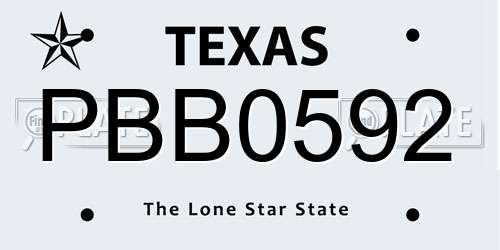 PBB0592 Texas License Plate