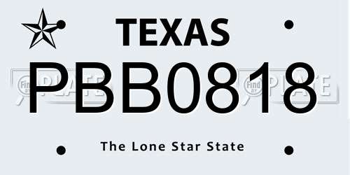 PBB0818 Texas License Plate