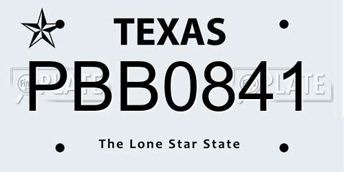 PBB0841 Texas License Plate
