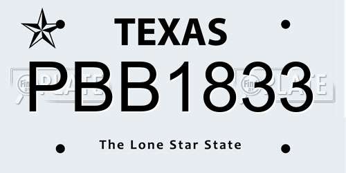 PBB1833 Texas License Plate