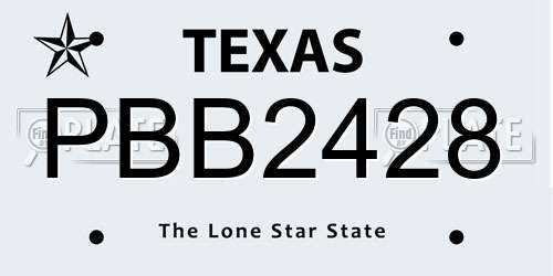 PBB2428 Texas License Plate