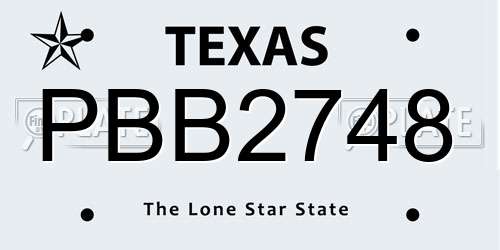 PBB2748 Texas License Plate