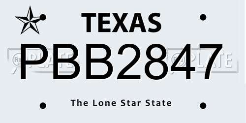 PBB2847 Texas License Plate