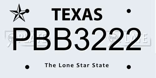 PBB3222 Texas License Plate