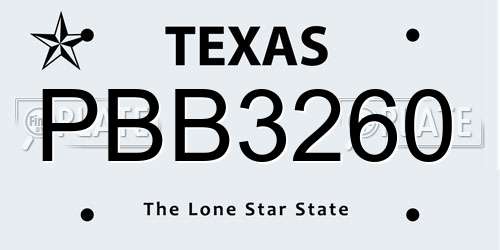 PBB3260 Texas License Plate
